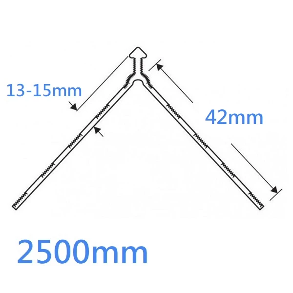 13mm White PVC Corner Bead Rendering (13-15mm) - 2.5m Length