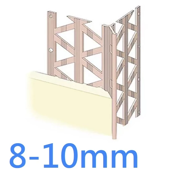 8mm White PVC Corner Bead Rendering (8-10mm) - 2.5m Length