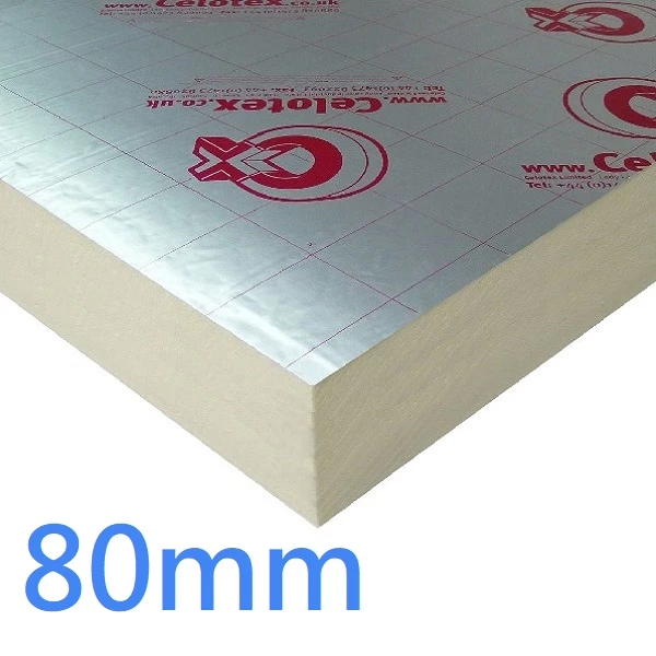 80mm Celotex CW4000 PIR Rigid Insulation for Partial Fill Cavity Walls - pack of 6 (CW4080)