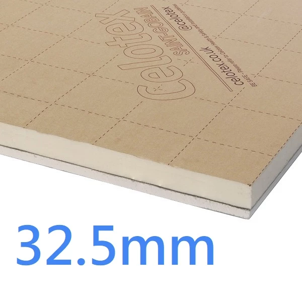 32.5mm Celotex PL4000 PIR Insulated Plasterboard Laminate (20mm PIR board bonded to 12.5mm Plasterboard) PL4020