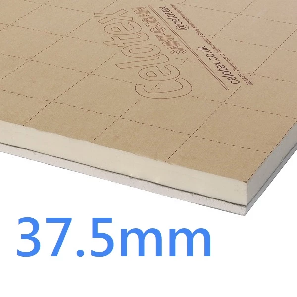 37.5mm Celotex PL4000 PIR Insulated Plasterboard Laminate (25mm PIR board bonded to 12.5mm Plasterboard) PL4025