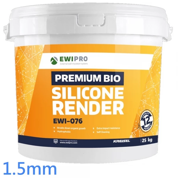 EWI-076 Premium Bio Silicone Render EWI Pro ǀ 1.5mm grain Thin Coat Plaster 25kg