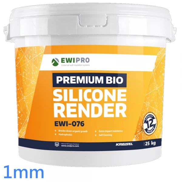 EWI-076 Premium Bio Silicone Render EWI Pro ǀ 1mm grain Thin Coat Decorative Plaster 25kg