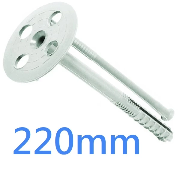 220mm Insulation Panel Fixings - Plastic Pin Hammer Fixing - pack of 100