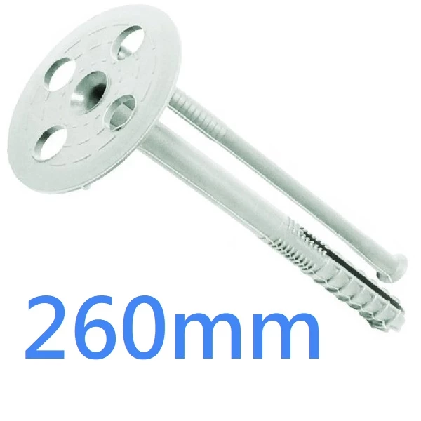 260mm Insulation Panel Fixings - Plastic Pin Hammer Fixing - pack of 100