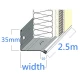 25mm Heavy Duty Base Profile with PVC Drip Bead - Stainless Steel - 2.5m length
