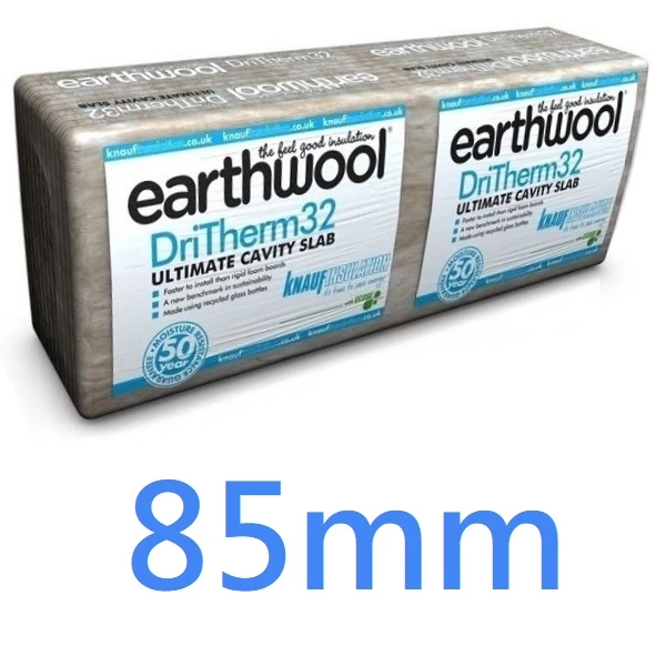 85mm Earthwool Insulation DriTherm 32 Ultimate Cavity Wall Slab Knauf - pack of 5