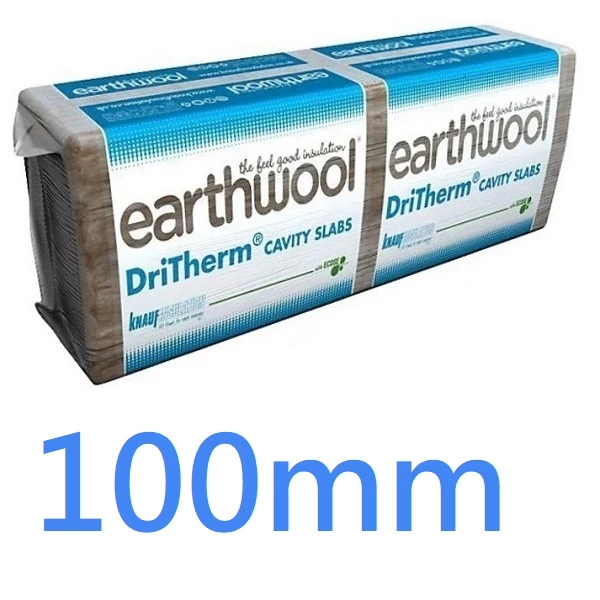 100mm Earthwool Insulation DriTherm 34 Super Cavity Wall Slab Knauf - pack of 8