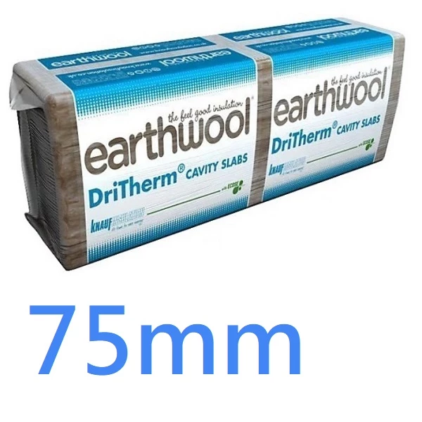 75mm Earthwool Insulation DriTherm 34 Super Cavity Wall Slab Knauf - pack of 10