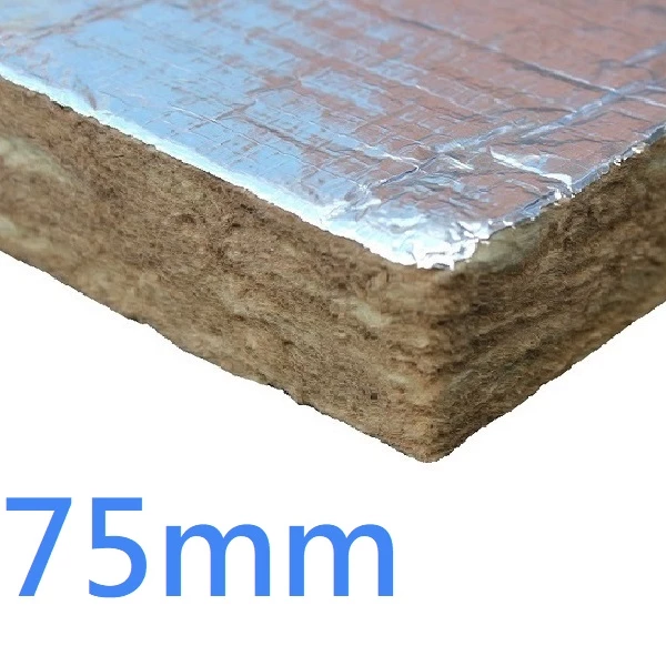 75mm FOIL FACED RS100 Knauf Rock Mineral Wool Building Slab - 100kg density