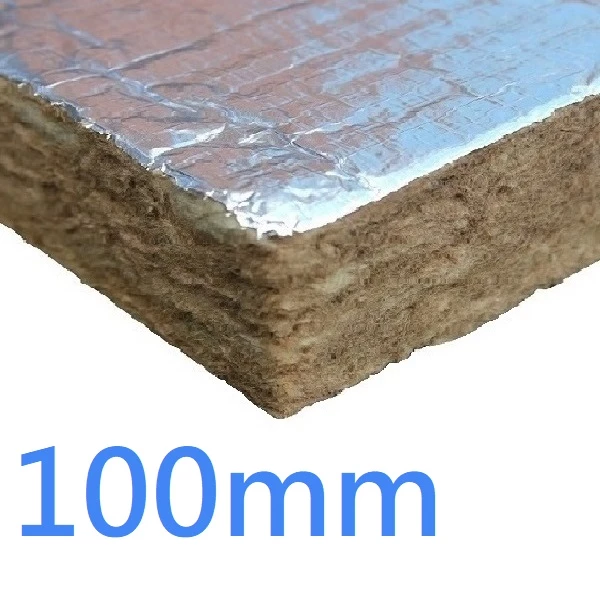 100mm FOIL FACED BOTH SIDES RS100 Knauf Rock Mineral Wool Building Slab - 100kg density