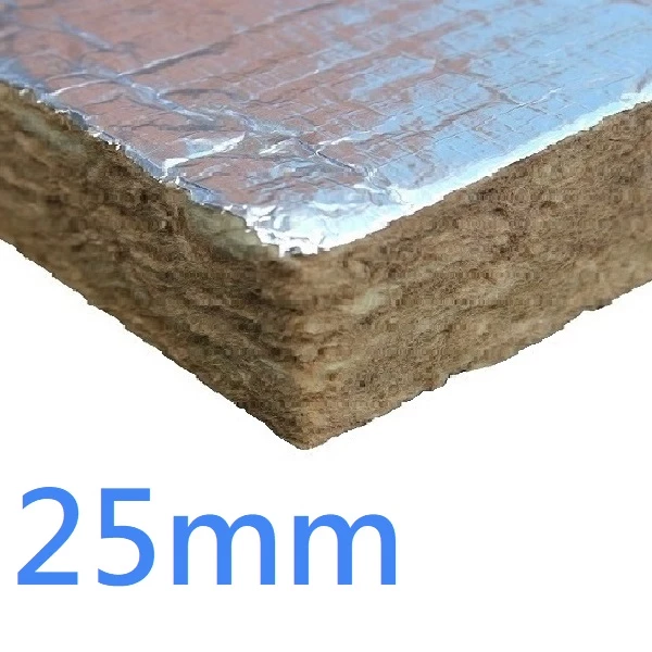 25mm FOIL FACED BOTH SIDES RS100 Knauf Rock Mineral Wool Building Slab - 100kg density