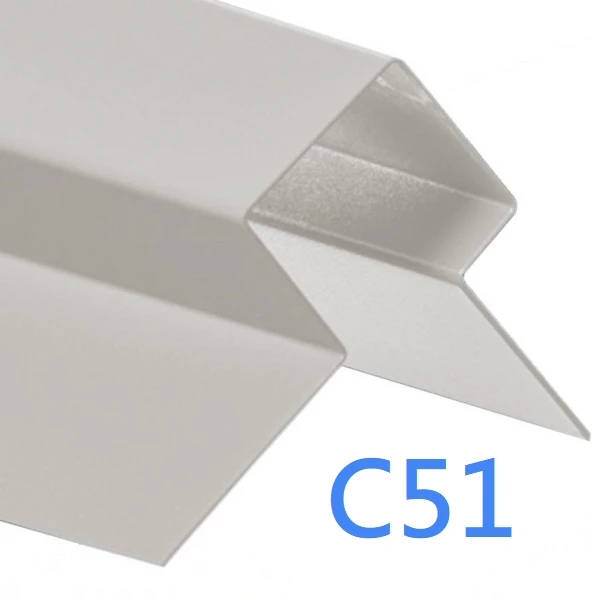 External Corner Window Reveal - Cedral Lap Trim - Asymmetric Profile - 3m - Silver Grey C51