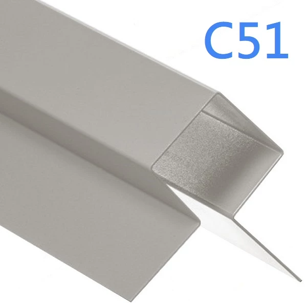 Symmetric Corner Aluminium Profile for Cedral Lap ǀ Silver Grey C51
