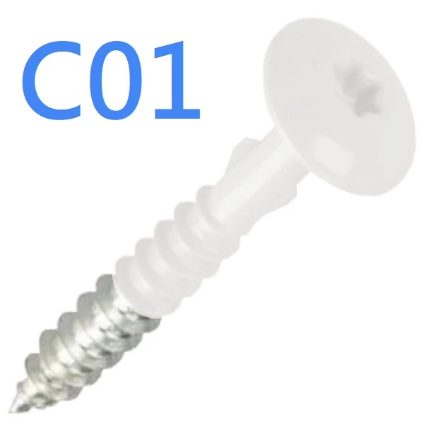 Stainless Steel Colour Coded Head Screws - 100no - Cedral - White C01