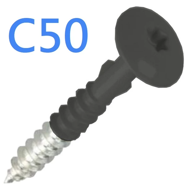 Stainless Steel Colour Coded Head Screws - 100no - Cedral - Black C50