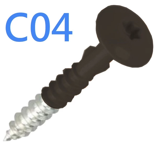 Stainless Steel Colour Coded Head Screws - 100no - Cedral - Dark Brown C04