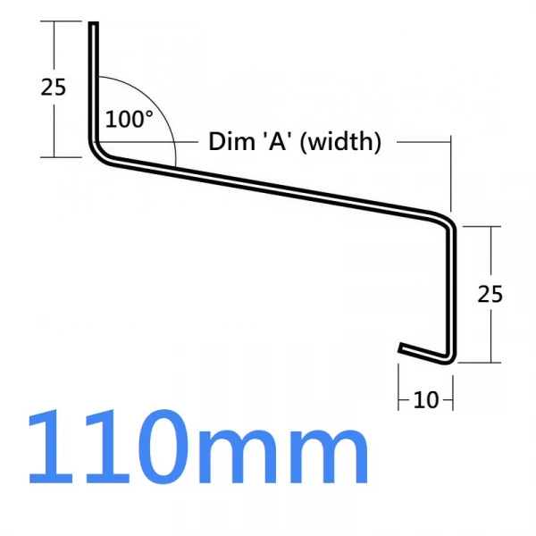 110mm 721 Window Sill Extension and Oversill Eaves Flashing - 2.5m (Full End Caps Pair)