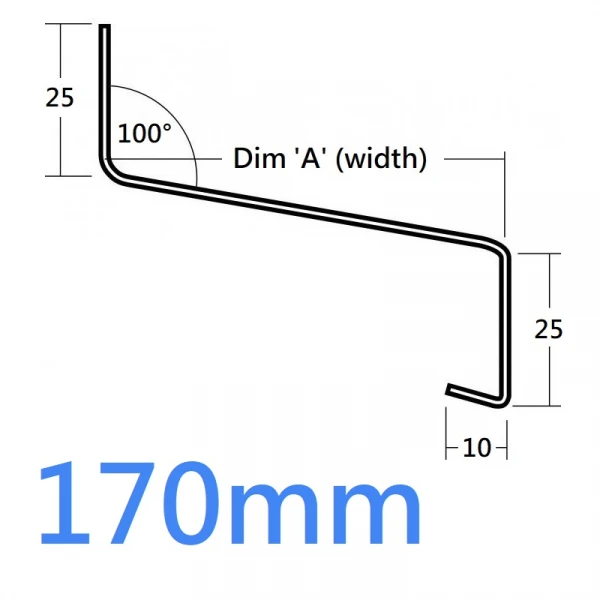 170mm 721 Window Sill Extension and Oversill Eaves Flashing - 2.5m (Full End Caps Pair)