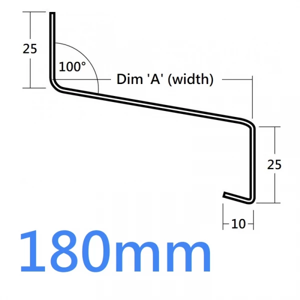 180mm 721 Window Sill Extension and Oversill Eaves Flashing - 2.5m (Full End Caps Pair)