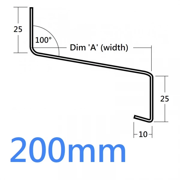 200mm 721 Window Sill Extension and Oversill Eaves Flashing - 2.5m (Full End Caps Pair)