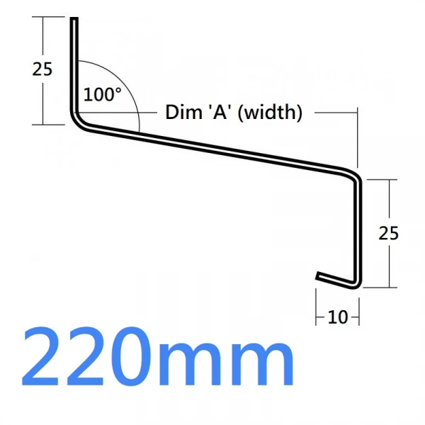 220mm 721 Window Sill Extension and Oversill Eaves Flashing - 2.5m (Full End Caps Pair)