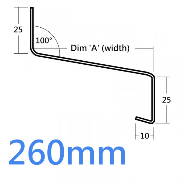 260mm 721 Window Sill Extension and Oversill Eaves Flashing - 2.5m (Full End Caps Pair)