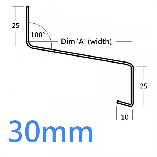 30mm 721 Window Sill Extension and Oversill Eaves Flashing - 2.5m (Full End Caps Pair)