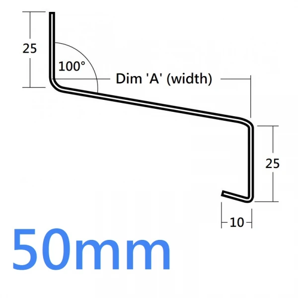 50mm 721 Window Sill Extension and Oversill Eaves Flashing - 2.5m (Full End Caps Pair)