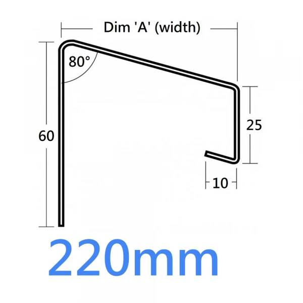 220mm 741 Soffit Eaves Flashing Sill Extension Trim - 2.5m (Full End Caps Pair)