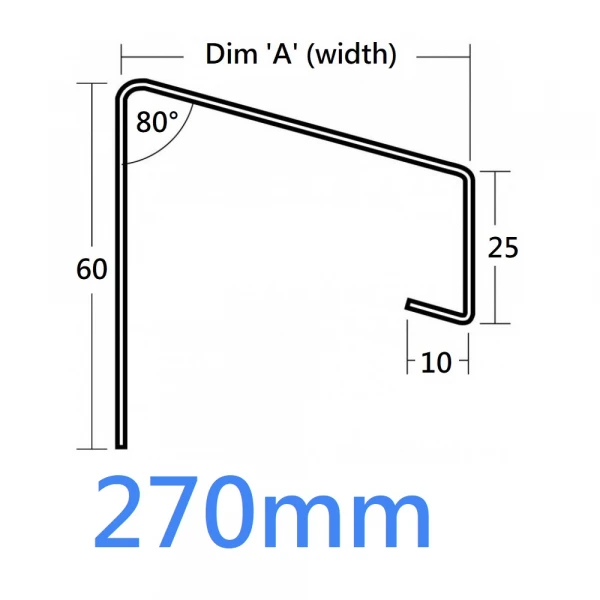 270mm 741 Soffit Eaves Flashing Sill Extension Trim - 2.5m (Full End Caps Pair)