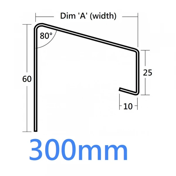 300mm 741 Soffit Eaves Flashing Sill Extension Trim - 2.5m (Full End Caps Pair)