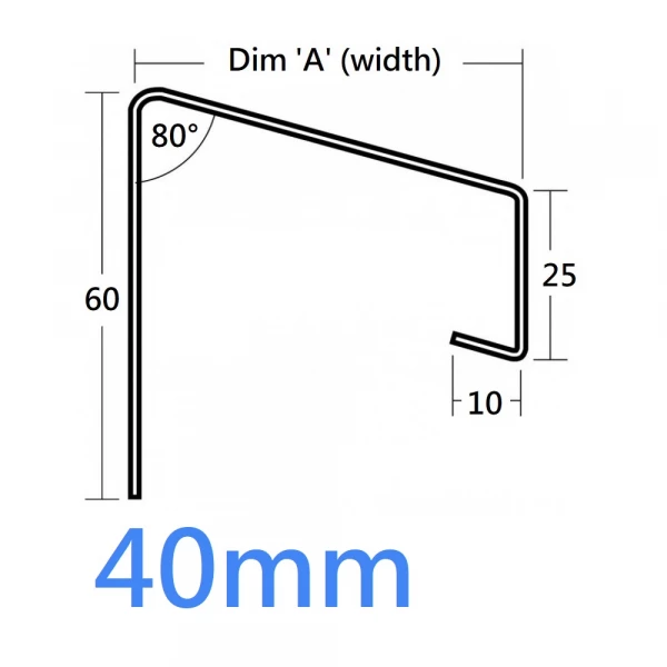 40mm 741 Soffit Eaves Flashing Sill Extension Trim - 2.5m (Full End Caps Pair)