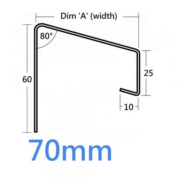 70mm 741 Soffit Eaves Flashing Sill Extension Trim - 2.5m (Full End Caps Pair)