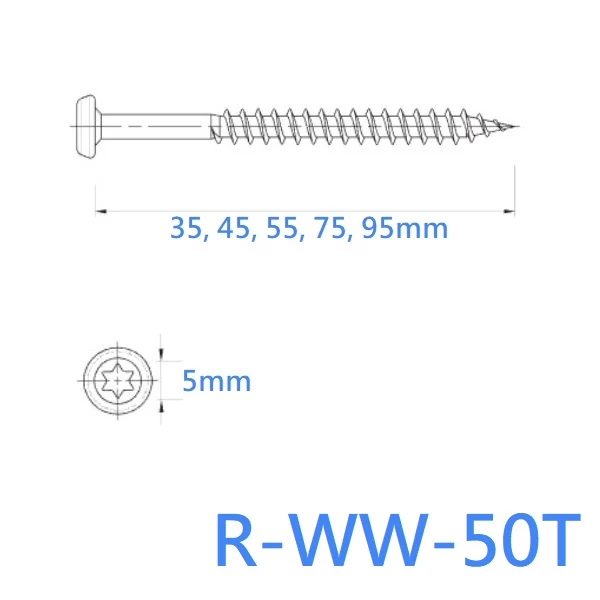 75mm Timber Screws RAWLPLUG R-WW-50T75 (100)