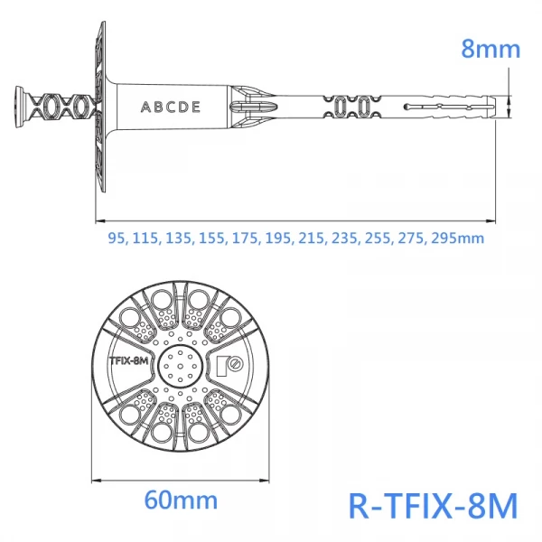 215mm Metal Pin Facade Hammer Fixing Rawlplug 100pcs