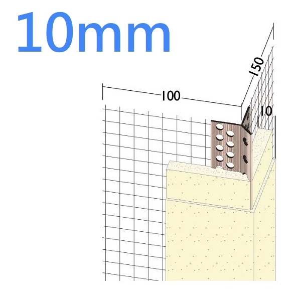 10mm PVC Mesh Wing Corner Profile with Extended Arris - 2.5m