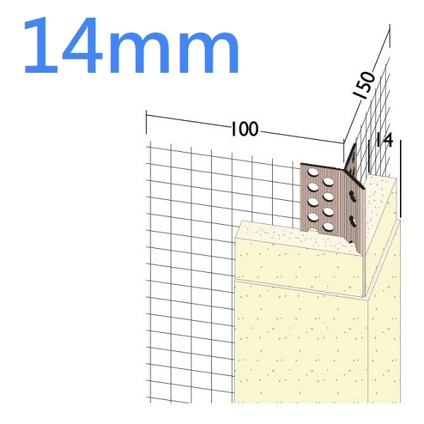 14mm PVC Mesh Wing Corner Profile with Extended Arris - 2.5m