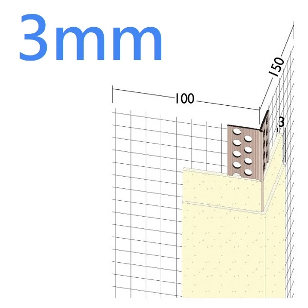 3mm PVC Mesh Wing Corner Profile with Extended Arris - 2.5m
