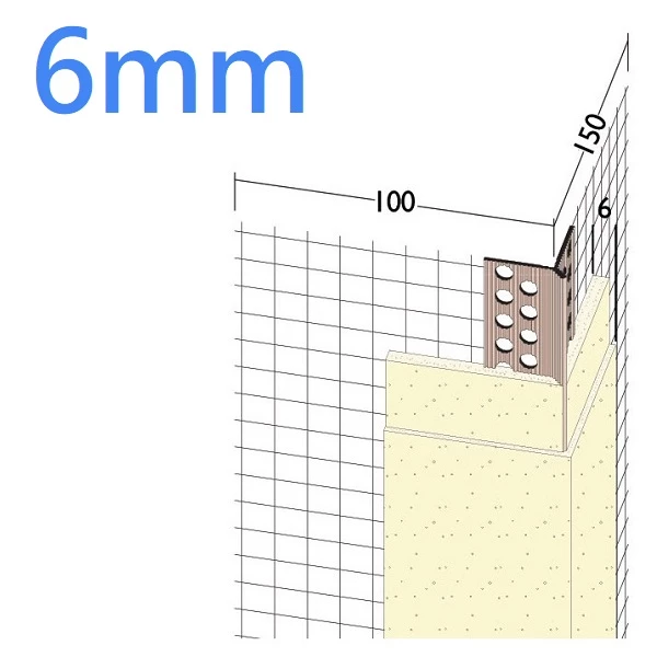 6mm PVC Mesh 100-150 Wing Corner Profile with Extended Arris - 2.5m