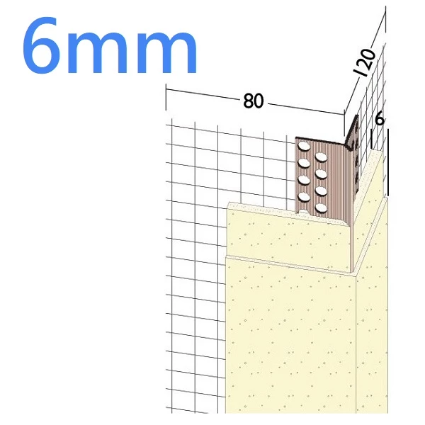 6mm PVC Mesh 80-120 Wing Corner Profile with Extended Arris - 2.5m
