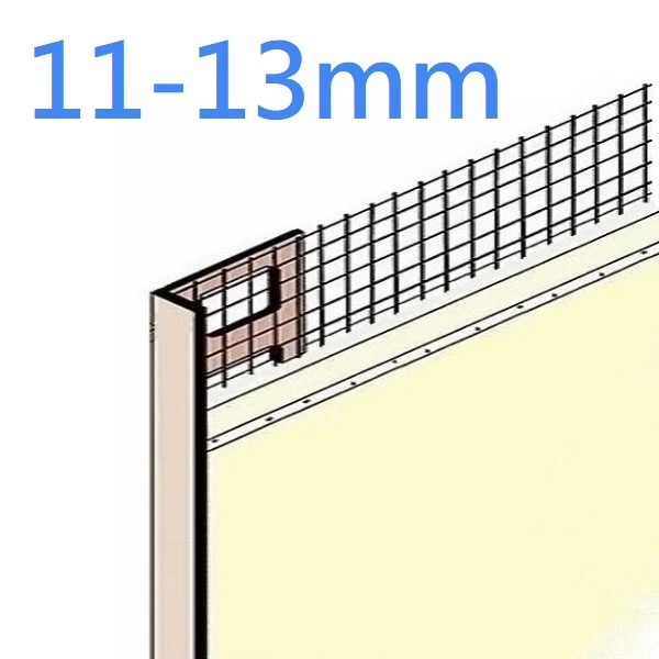 11mm White PVC Render Stop End Bead with Fiberglass Rendering Mesh - 2.5m Length