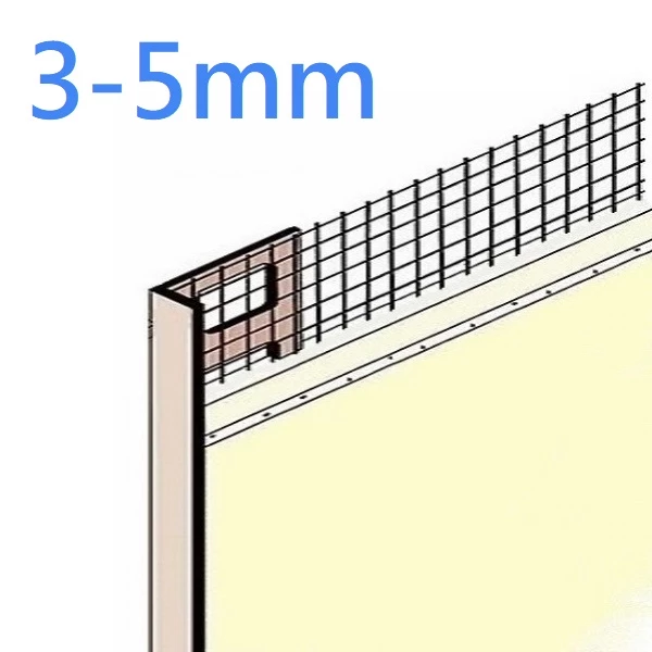 3mm White PVC Render Stop End Bead with Fiberglass Rendering Mesh - 2.5m Length