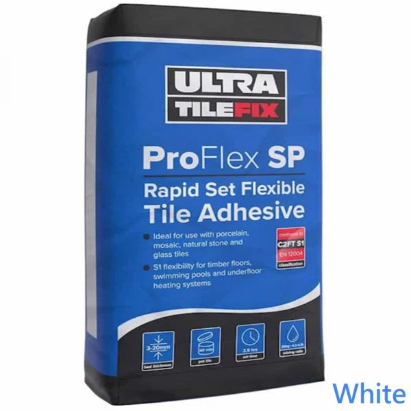 Flexible Tile Adhesive ProFlex SP Rapid Set WHITE Ultra Tile Fix 20kg (WHITE)