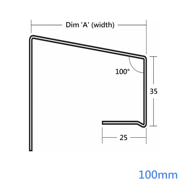 100mm Aluminium Verge Trim Flashing Profile Type 771