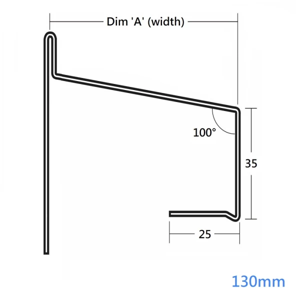 130mm Verge Trim Upstand Profile (Aluminium Flashing) WEC791
