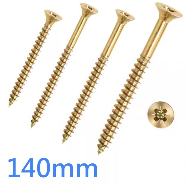 140mm Gold Wood Screw KMH-60 pack of 100 screws
