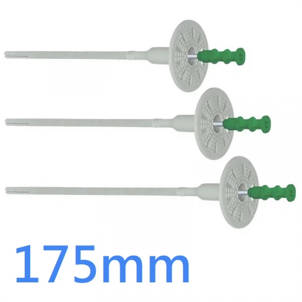 175mm Metal Pin Fixing for Insulation Boards pack of 200 for Rockwool Slabs, EPS and XPS Boards