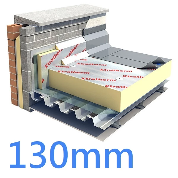 130mm Xtratherm FR/ALU Flat Roof PIR Insulation Board - Single Ply Waterproofing Systems (pack of 3)