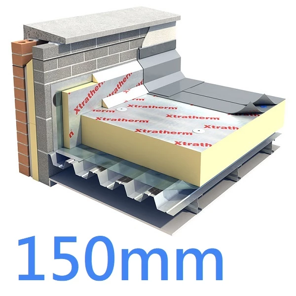 150mm Xtratherm FR/ALU Flat Roof PIR Insulation Board - Single Ply Waterproofing Systems